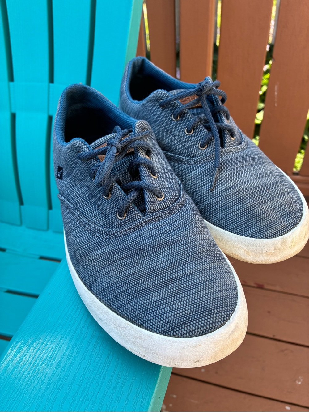 Men's Casual Sperry Blue Canvas Lace-Up Sneakers